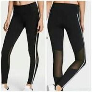 Victoria Secret Pink High Waist Full Length Leggings Black & White Logo Size Lar